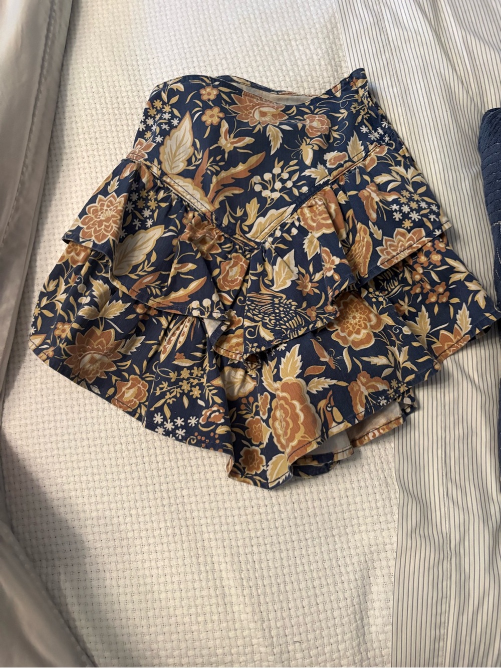 MOTHER Floral Tiered Skort - Navy & Mustard
